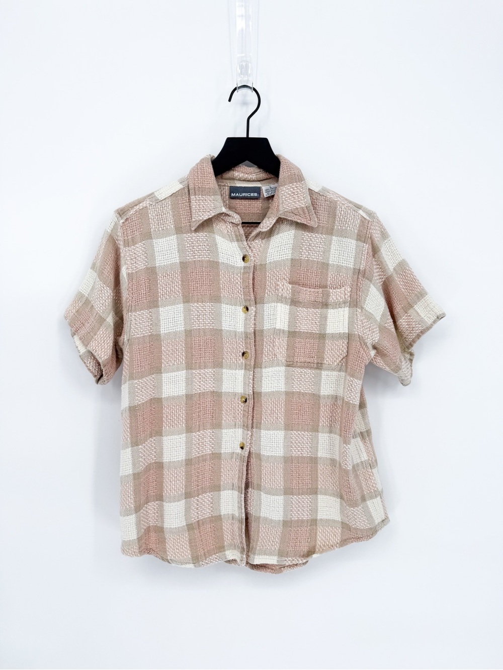 Vintage Maurices Plaid Short Sleeve Button Down Shirt Large